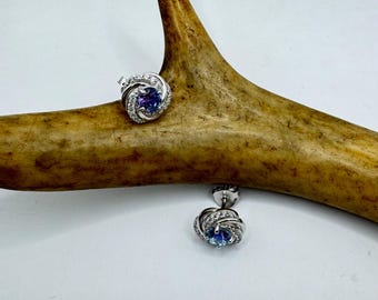 Pendientes vintage de plata de ley con topacio azul místico