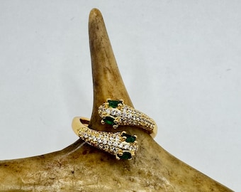 Vintage Gold Snake Ring: Cubic Zirconia Serpent Statement Ring