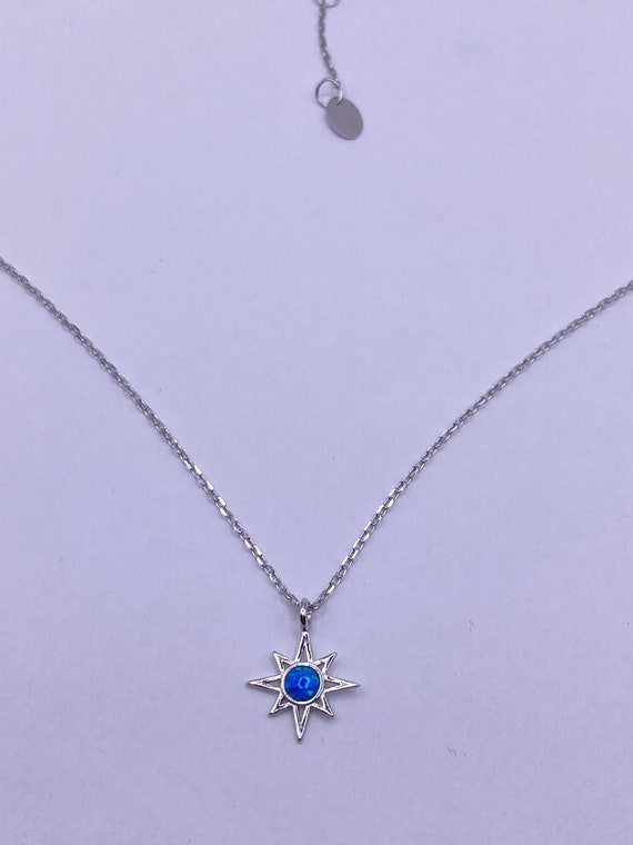 Vintage tiny opal star on a chain minimalist neck… - image 5