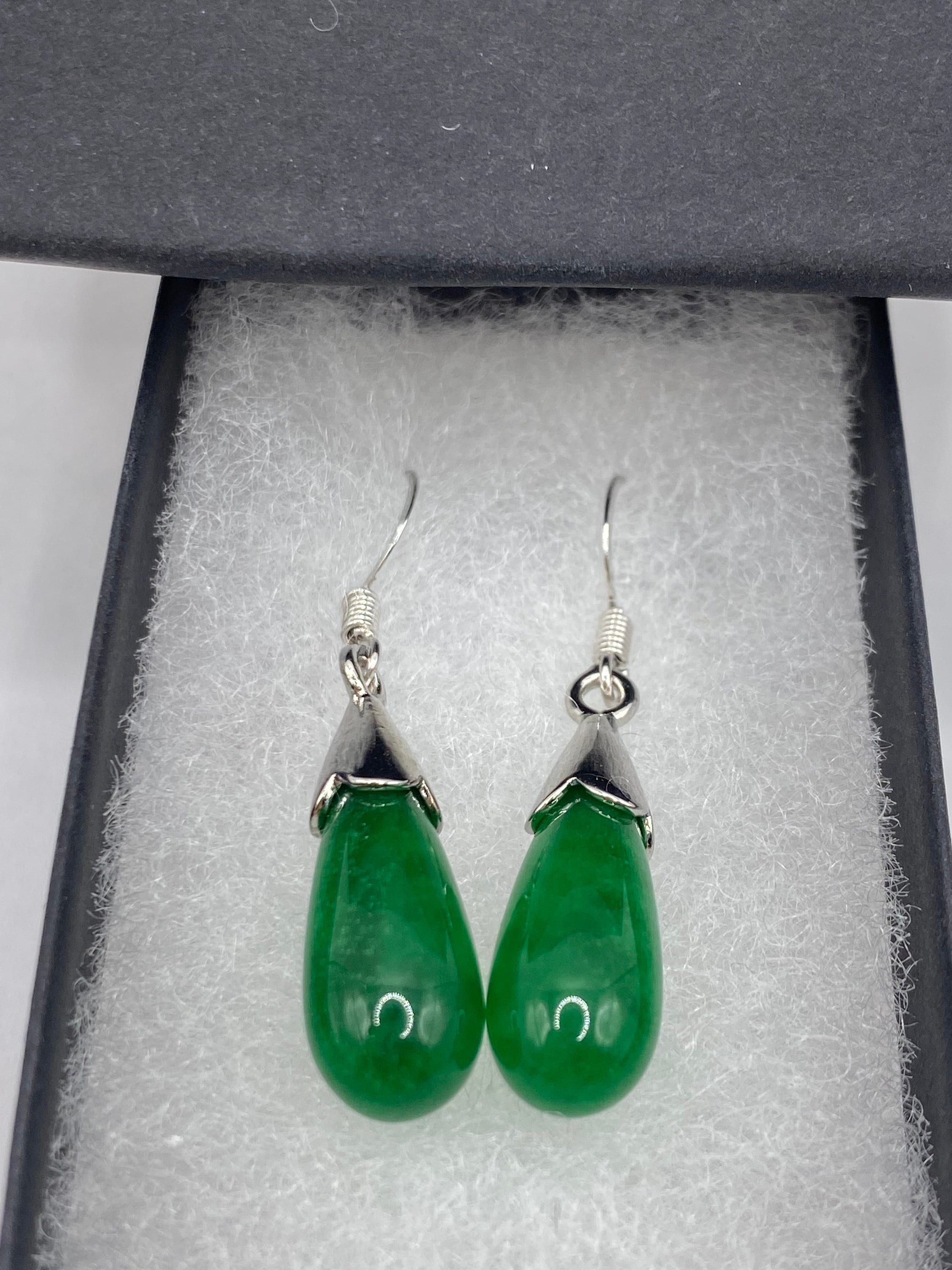 Orecchini Vintage In Giada, Orecchini Pendenti Vintage In Giada - Foto 14