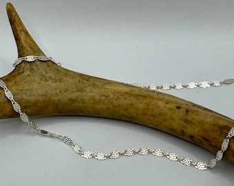 Vintage Silver Necklace | Sterling Silver Hammered Link Chain Necklace for Him for Her or for Anyone