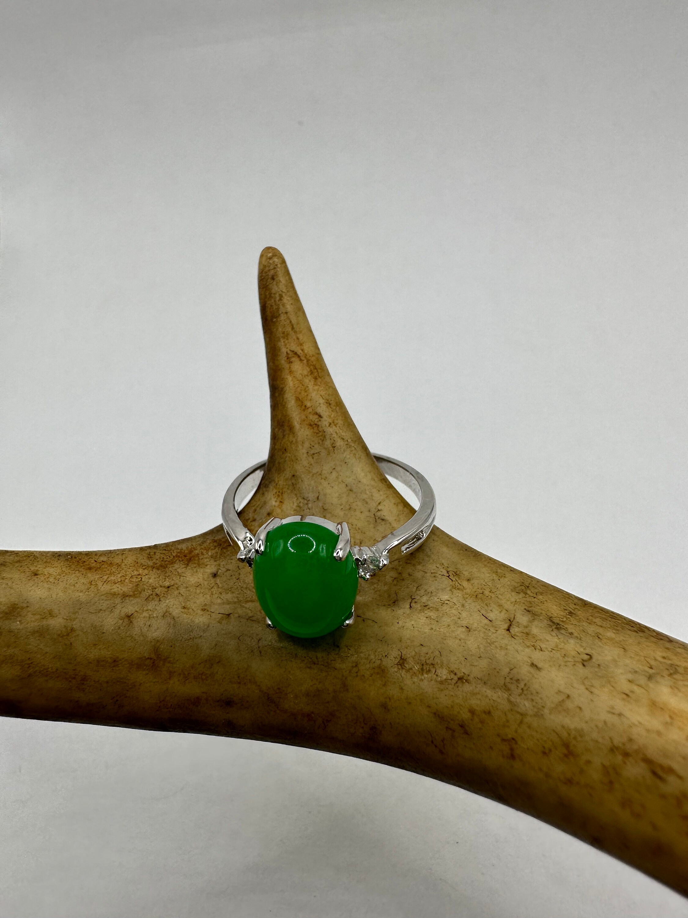 Vintage Silver Green Jade Lucky Cocktail Ring - Etsy