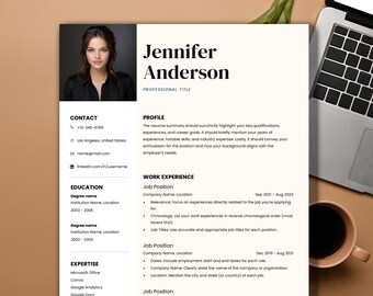 Modern Resume CV Template for Word & Apple Pages Including Cover Letter ...