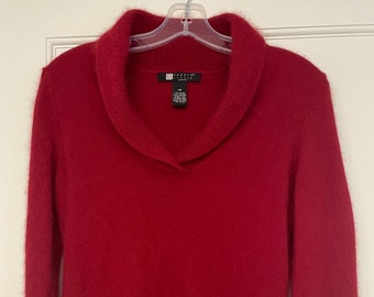 Vintage Carole Little petite size Small Red Angora blend sweater