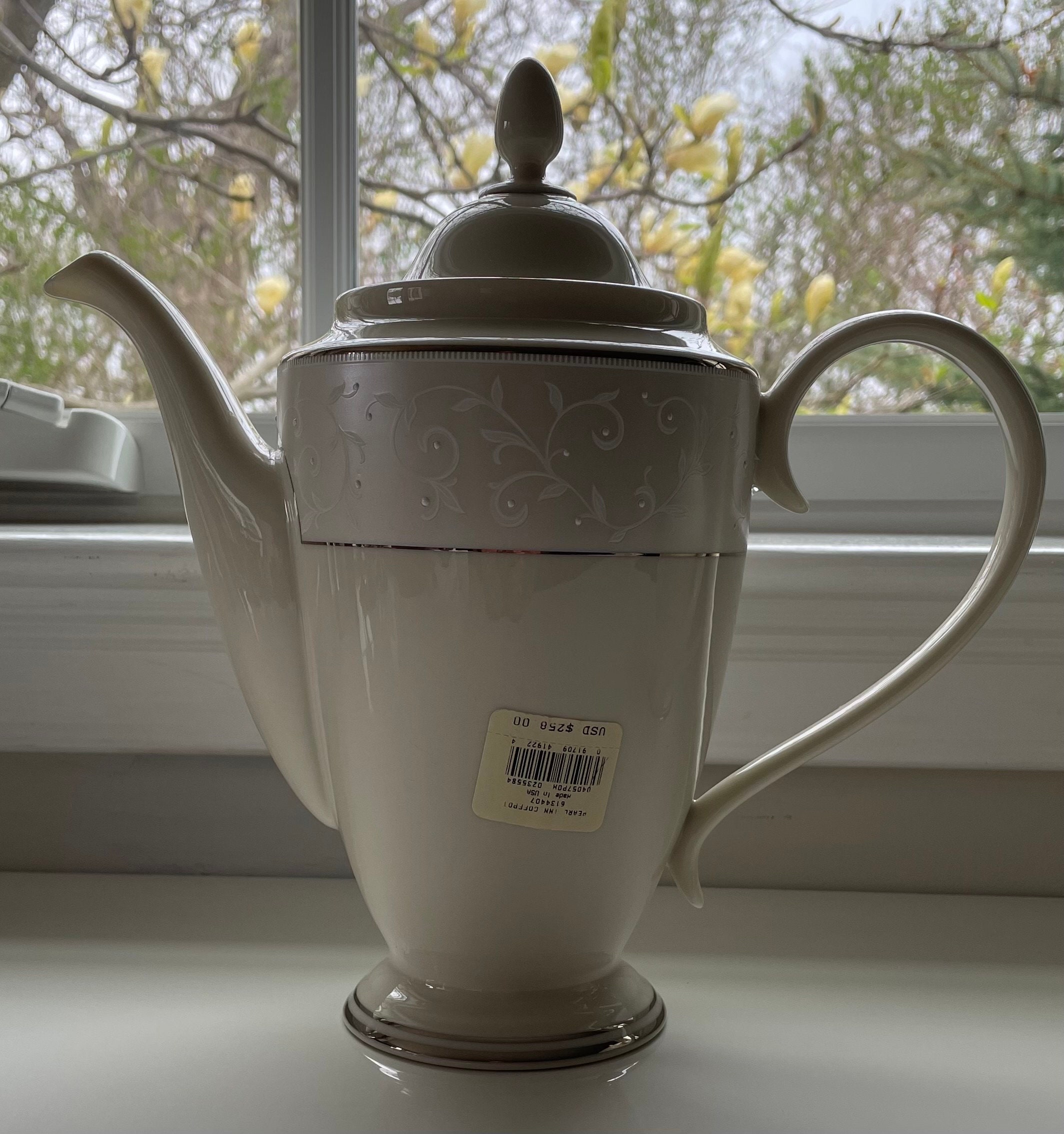 Tazza E Piattino Lenox Pearl Innocence – Porcellana Con Puntini Smaltati E Finiture In Platino, Made In - 6