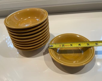 Vintage Fiestaware Ironstone Dessert Bowl in Antique Gold Glaze Circa  1969-1973