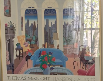 Vintage 1985 Framed Print Thomas Mcknight Hanson Galleries Blue