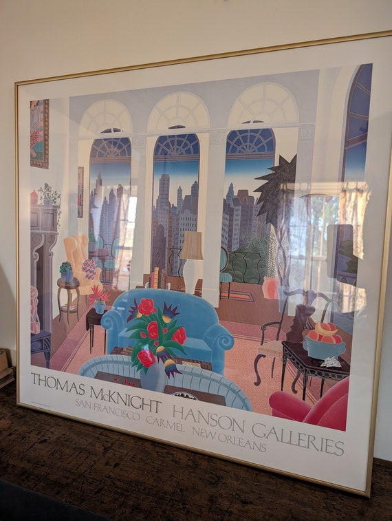 Vintage 1985 Framed Print Thomas Mcknight Hanson Galleries Blue