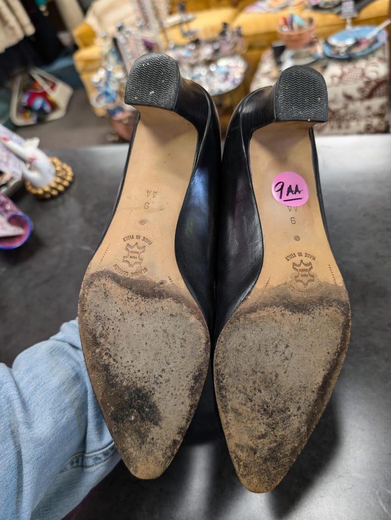 Vintage Amalfi Italy Ladies Women Chunky Heel Slides Shoes Loafers