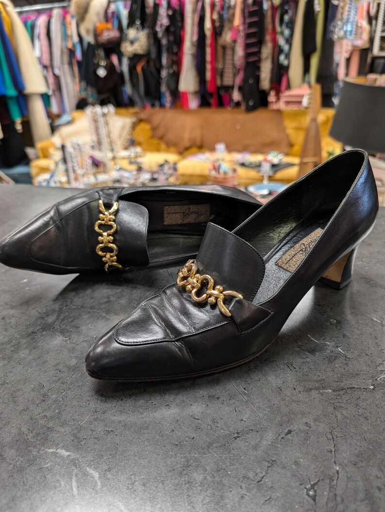 Vintage Amalfi Italy Ladies Women Chunky Heel Slides Shoes Loafers