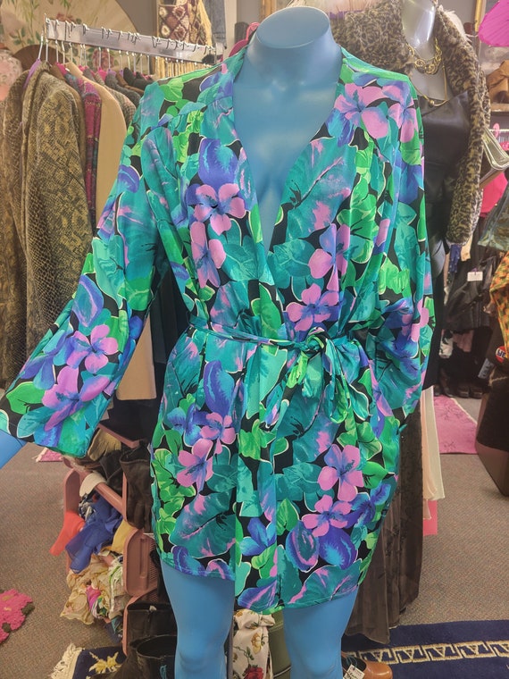 Vintage Roxanne short robe - Tropical sexiness - B