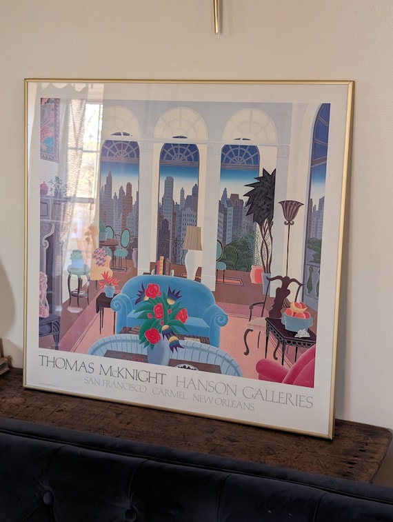額入りポスター　Blue McKNIGHT THOMAS couch 額 アートポスター マックナイト「ブルーカウチ」 楽天市場】トーマス 絵画