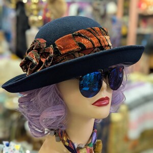 Doeskin Black Wool Felt Wide-Brim Hat with Houndstooth Band Hound Dog Wool Felt Fedora Hat – Village Hat Shop main image 3