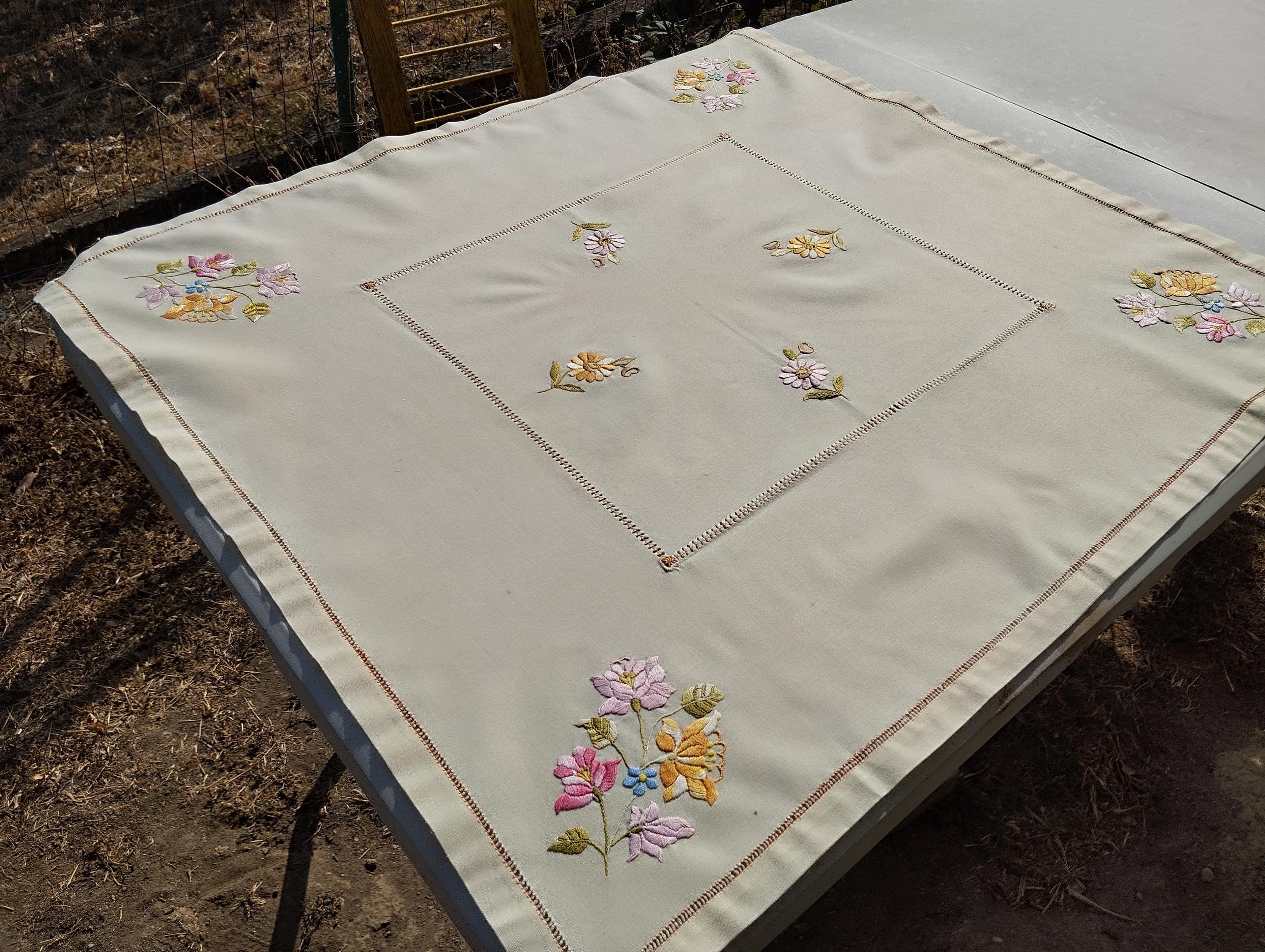 Antique Hungarian Embroidered Tablecloth: Folk Floral Canvas - Etsy