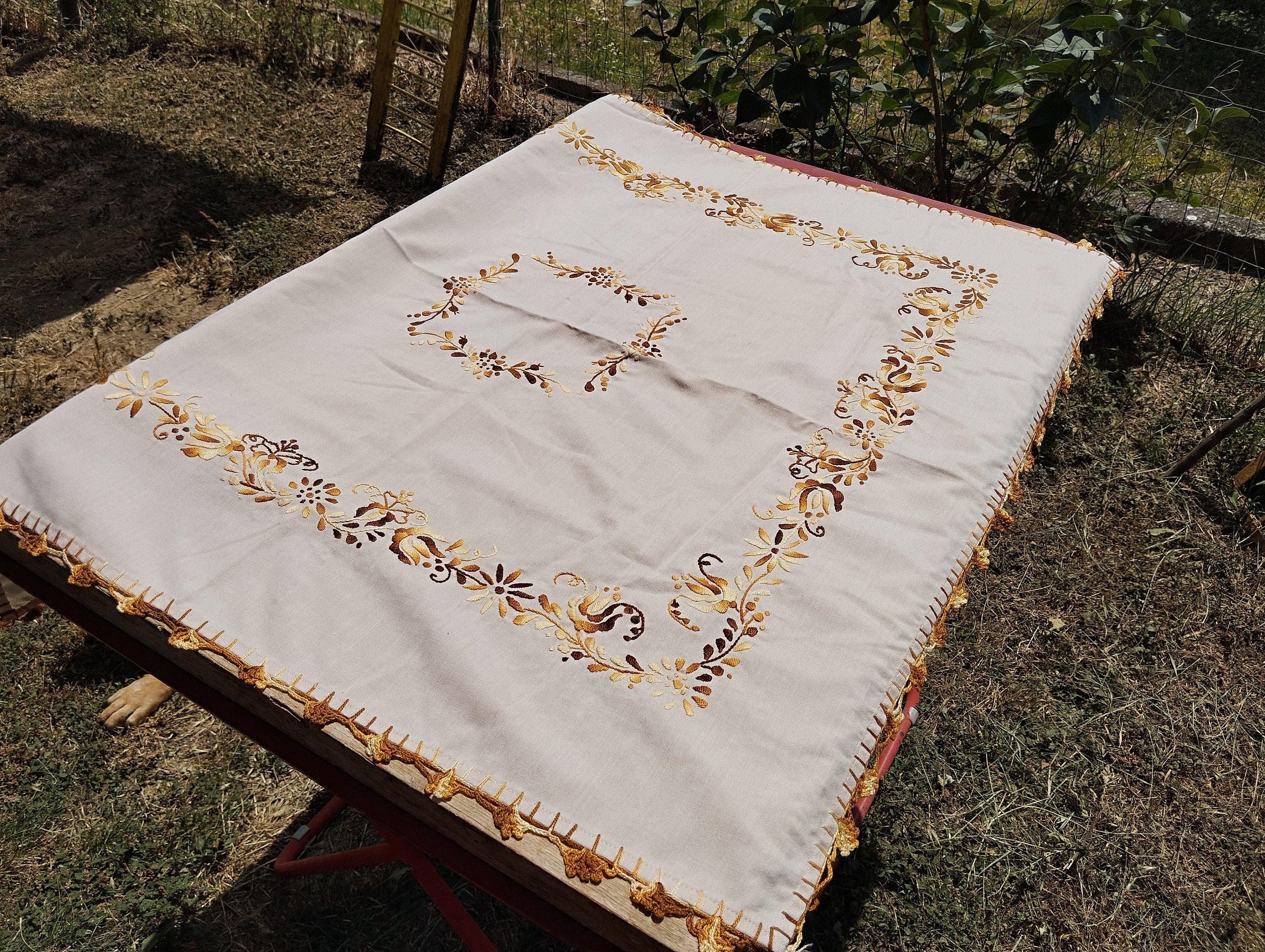 Antique Hungarian Embroidered Tablecloth: Folk Art Centerpiece - Etsy