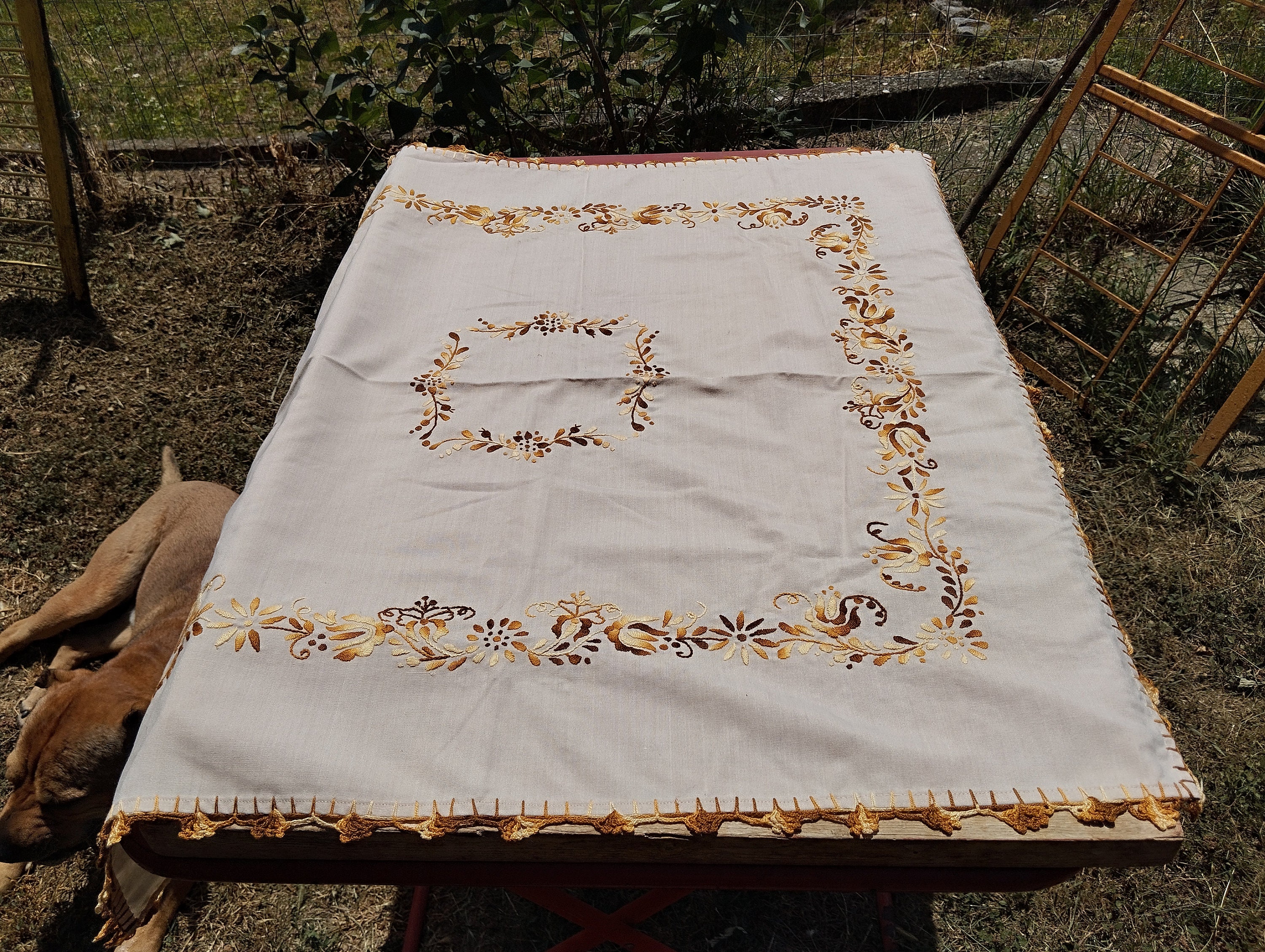 Antique Hungarian Embroidered Tablecloth: Folk Art Centerpiece - Etsy