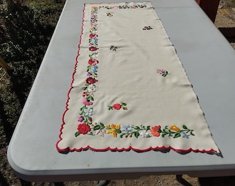 ハンガリー蚤の市購入ヴィンテージカロチャ刺繍カーテン2枚 ハンガリーの民族刺繍カーテン：ヴィンテージの花柄棚飾り - Etsy 日本