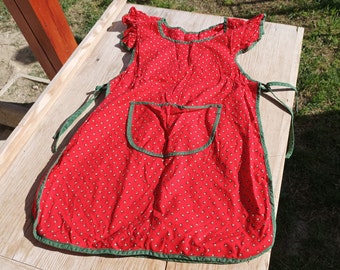 Decorative Hungarian Flower Decorated Folk Red Apron with Little Flowers, Decorative Apron