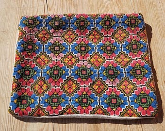 Vintage Cross Stitch Pillow Case, Geometric Retro Colorful Pillow Cover, 1970s Cross Stitch Sofa Pillow