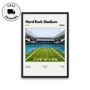 Poster Hard Rock Stadium - Casa dei Miami Dolphins, NFL Wall Art, Stampa per ufficio, Stampa per sala giochi, Stampa per camera da letto, Stampa per seminterrato