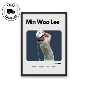 Pôster de Min Woo Lee | Pôster minimalista | Download digital do PGA | Arte de parede de golfe | Pôsteres de esportes | Arte de parede de escritório | Pôster de porão