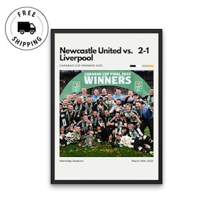 Newcastle United Carabao Cup 2025 Winners Poster | Soccer Poster | Office Wall Art | Basement Wall Art | Soccer Fan Poster