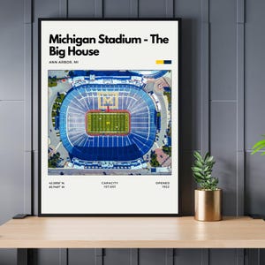 The Big House - Michigan Stadium Digital Print | Stadium Wall Art | College Football Poster | Sports Stadium Decor | Office Art