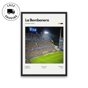 Poster dello stadio La Bombonera - Sede del Boca Juniors / Arte murale di Buenos Aires / Poster digitale del calcio argentino / Decorazione dello stadio di calcio