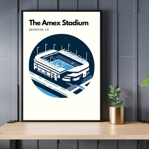 Amex Stadium Print, Brighton and Hove Albion Poster, Minimalist Digital Print Poster, Sports Bedroom Posters, Minimalist Office Wall Art