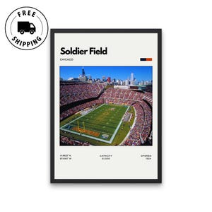 Poster Soldier Field – Casa dei Chicago Bears, stampa artistica da parete dello stadio NFL, stampa per ufficio, stampa per sala giochi, stampa per camera da letto, stampa per seminterrato