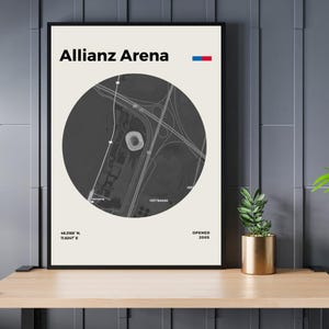 Karte von Allianz Arena, Stadion, Digitaldruck, München, Deutschland, Digital Art, Bayern München Print, Blueprint Art, Sportkunst
