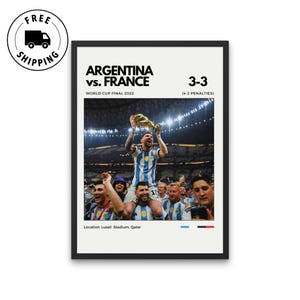 Argentinien WM Poster, Sieger 2022, Argentinien gegen Frankreich, Lionel Messi, Digitales Poster, Büro, Keller Kunst