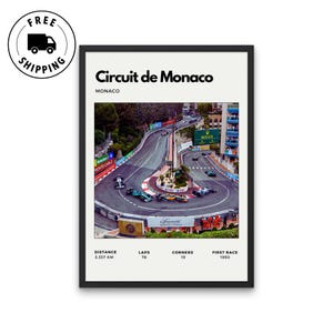モナコ・サーキットのポスター | F1トラックのデジタルプリント | モンテカルロ・グランプリの装飾 | F1レースの装飾 | スポーツポスター | オフィスアート