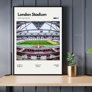 London Stadium Print - Home of West Ham United, Digital Print Poster, Office Wall Art, Basement Art, Game Room Art
