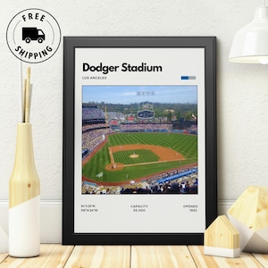 Dodger Stadium Poster - Home of Los Angeles Dodgers, Stadium Art, Minimalist Baseball Print, Office Wall Art, Basement Poster, Digital Print