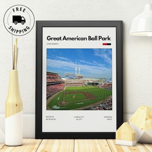 Great American Ball Park Poster - Home of the Cincinnati Reds, MLB Stadium Print, Office Wall Art, Bedroom Poster, Digital Print