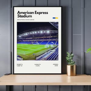 American Express Stadium Digital Print - Home of Brighton & Hove Albion, Basement Poster, Minimalist Office Wall Art, Digital Print,