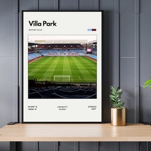 Villa Park - Home of Aston Villa Football Club , Digital Print Poster, Minimalist Office Wall Art, Digital Sport Print