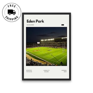 Eden Park - Home of All Blacks & Auckland Blues Rugby, Stadium Art, New Zealand Rugby Poster, Minimalist Stadium