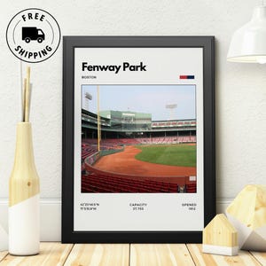 Fenway Park Poster - Home of the Boston Red Sox, Stadium Art, Minimalist Baseball Poster, Office Wall Art, Basement Poster, Digital Print