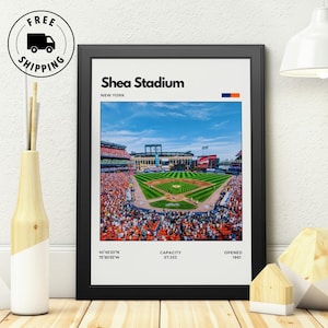 Shea Stadium Print | New York Mets Baseball Poster | Retro MLB Stadium Art | Office Wall Art | Basement Poster | Digital Print