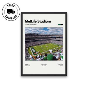 MetLife Stadium Poster - Home of the New York Jets, NFL Wall Art Office Print, Games Room Print, Bedroom Print, Basement Print