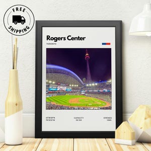 Rogers Center Poster - Home of the Toronto Blue Jays, Skydome Poster, Office Print, Bedroom Poster, Minimalist Baseball Art, Digital Print