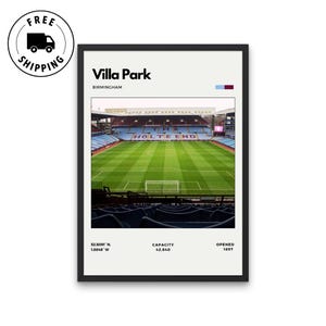 Villa Park Poster - Home of Aston Villa Football Club , Digital Print Poster, Minimalist Office Wall Art, Digital Sport Print
