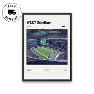 Poster dello stadio AT&T – Casa dei Dallas Cowboys. Stampa digitale di arte murale dello stadio NFL, stampa da ufficio, stampa da sala giochi, stampa da seminterrato