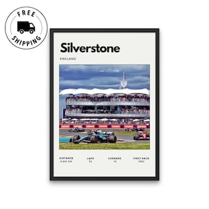 Impresión del circuito de Silverstone / Impresión digital del Gran Premio de Gran Bretaña / Arte mural de Fórmula 1 / Descarga digital / Pósteres deportivos / Arte de oficina