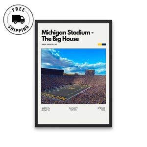 Michigan Stadium – The Big House | Stadium Wall Art | College Football Poster | Sports Stadium Decor | Office Wall Art | Basement Poster