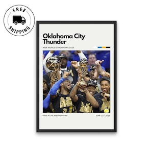 Poster dei campioni NBA 2025 degli Oklahoma City Thunder / Poster sportivi / Arte da parete per ufficio / Poster per seminterrato / Poster di basket