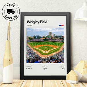 Stampa Wrigley Field - Sede dei Chicago Cubs, Arte dello stadio, Poster minimalista di baseball, Arte murale per ufficio, Poster per seminterrato, Stampa digitale