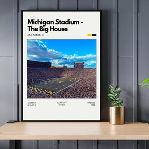 Michigan Stadium – The Big House Digital Print | Stadium Wall Art | College Football Poster | Sports Stadium Decor | Office Wall Art